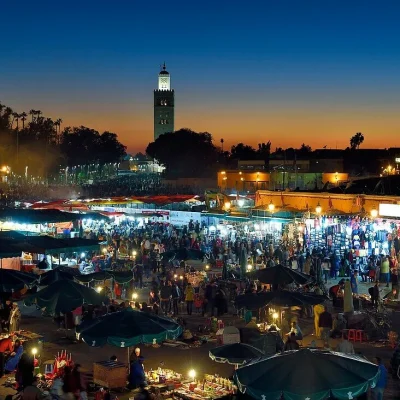 14198646-Morocco-High-Atlas-Marrakech-Imperial-city-Medina-listed-as-World-Heritage-by-UNESCO-Jemaa-el-Fna-square-and