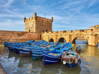 Sqala du Port, a defensive tower at the fishing port of Essaouira, Morocco